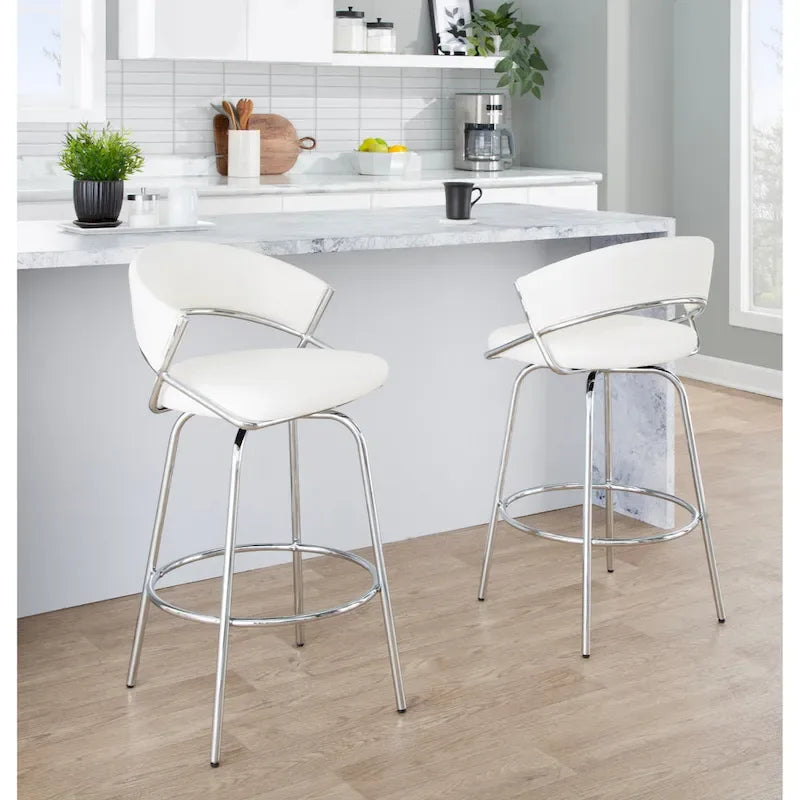 26 Tabourets de comptoir rembourrés avec pieds en métal (Lot de 2)