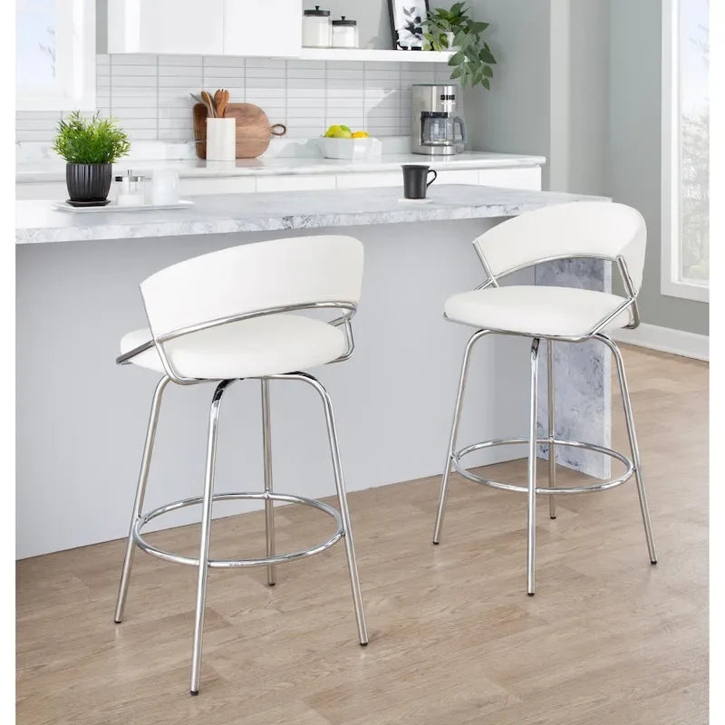 26 Tabourets de comptoir rembourrés avec pieds en métal (Lot de 2)