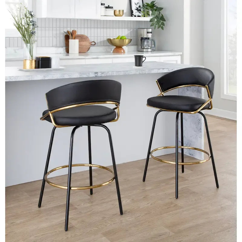26 Tabourets de comptoir rembourrés avec pieds en métal (Lot de 2)