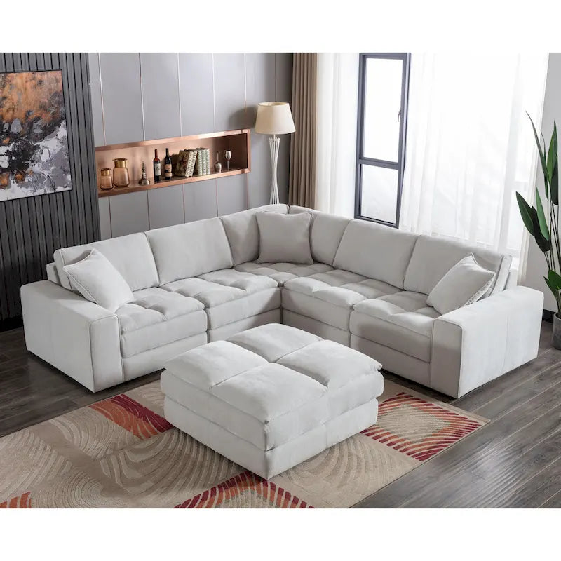 Canapé modulaire en tissu capitonné de style moderne