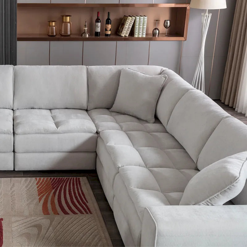 Canapé modulaire en tissu capitonné de style moderne