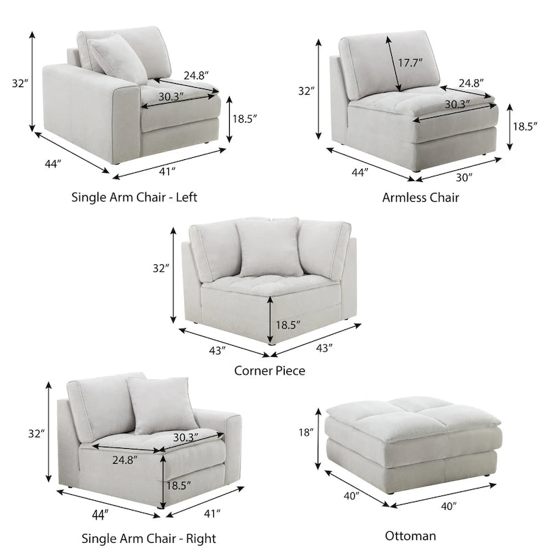 Canapé modulaire en tissu capitonné de style moderne