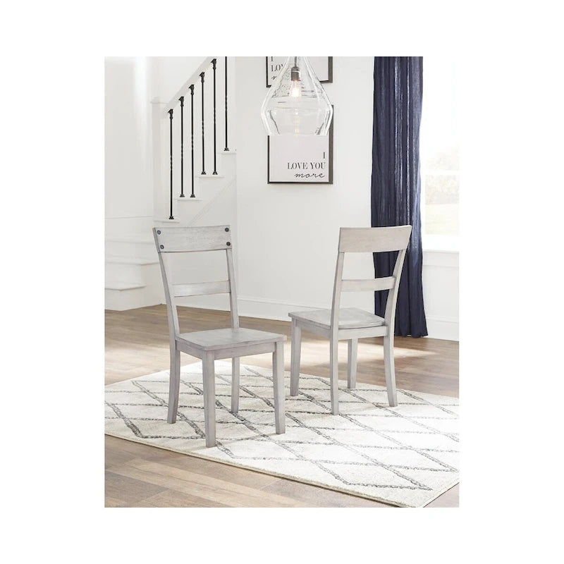 Chaise de salle à manger rustique lavée de gris (lot de 2)