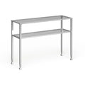 Console en métal doré mat avec étagère et verre trempé