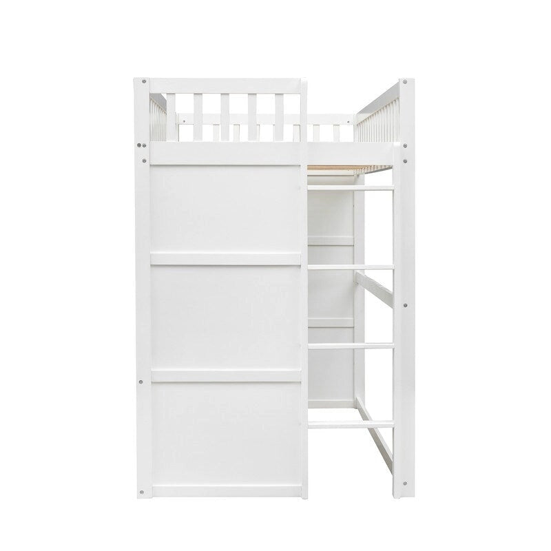 Lit cabane pour enfants, lit mezzanine double, cadre de lit mezzanine en bois massif avec fenêtre et échelle