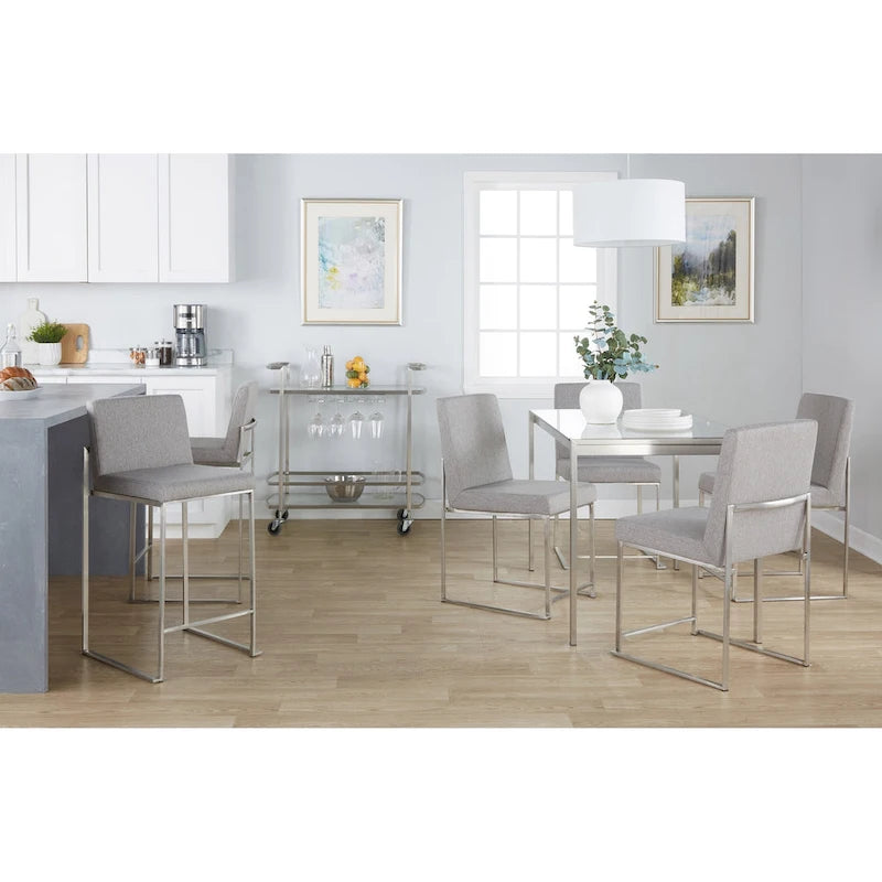 Chaises de salle à manger hautes en acier inoxydable (lot de deux)
