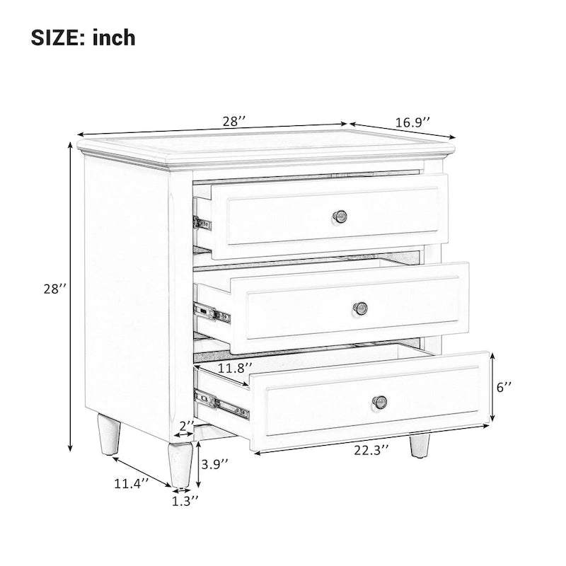 Meuble en bois à 3 tiroirs