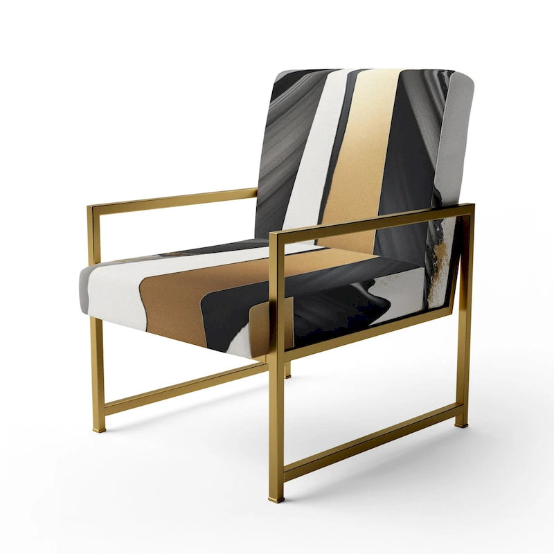Designart Fauteuil d'appoint moderne et contemporain rembourré Cubic Expression VII noir et or et fauteuil moderne