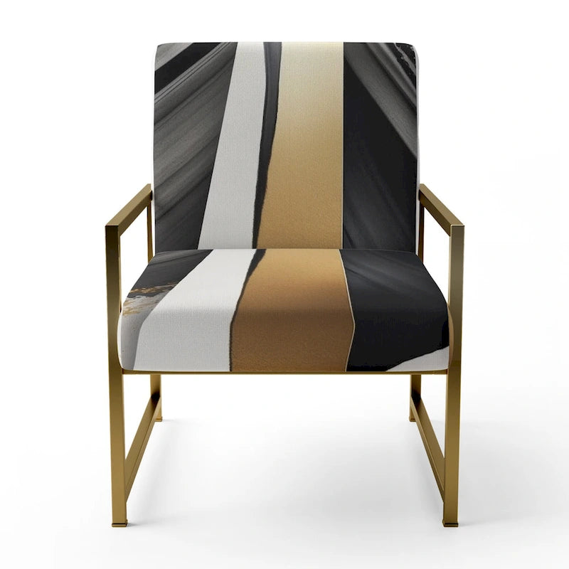 Designart Fauteuil d'appoint moderne et contemporain rembourré Cubic Expression VII noir et or et fauteuil moderne