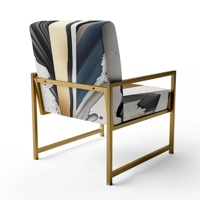 Designart Fauteuil d'appoint moderne et contemporain rembourré Cubic Expression VII noir et or et fauteuil moderne