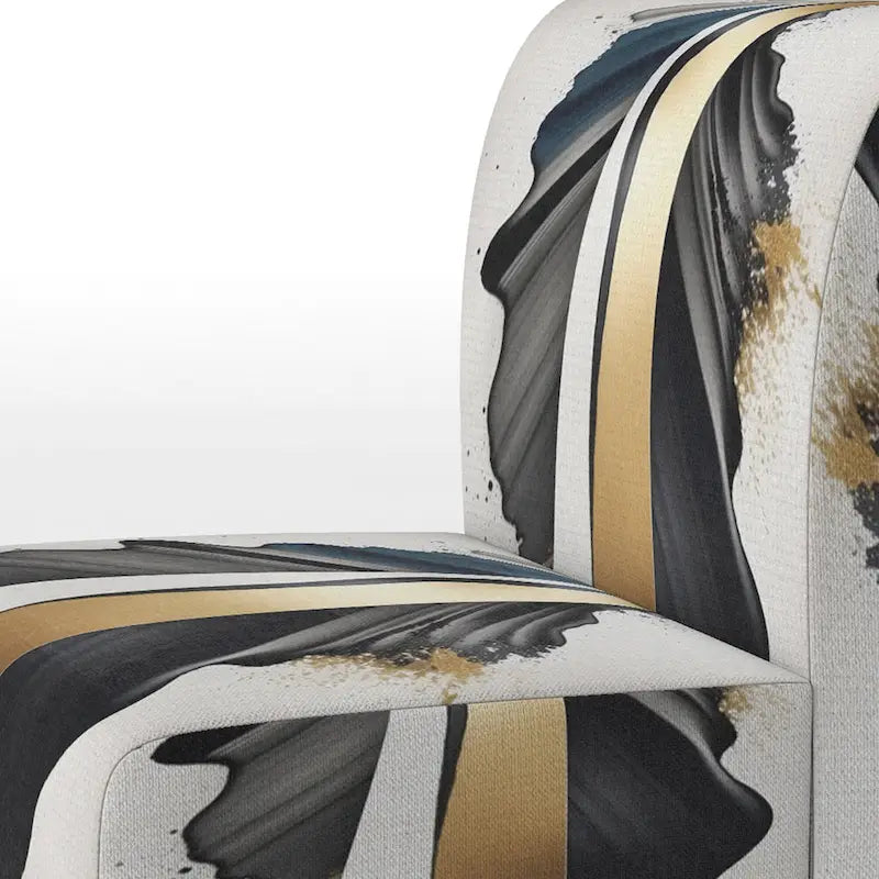 Designart Fauteuil d'appoint moderne et contemporain rembourré Cubic Expression VII noir et or et fauteuil moderne