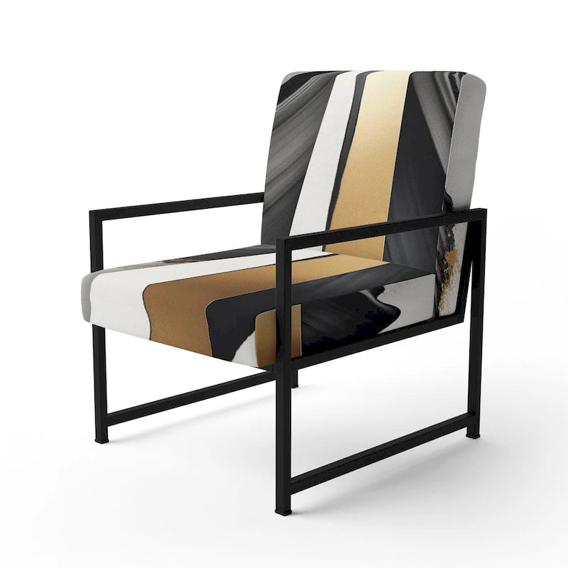 Designart Fauteuil d'appoint moderne et contemporain rembourré Cubic Expression VII noir et or et fauteuil moderne
