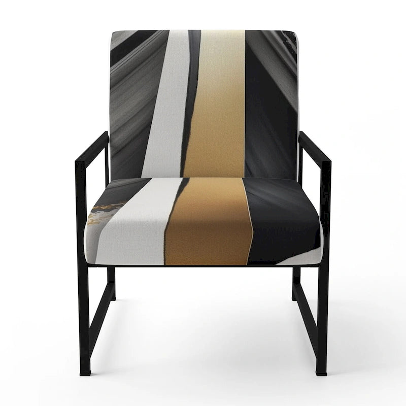 Designart Fauteuil d'appoint moderne et contemporain rembourré Cubic Expression VII noir et or et fauteuil moderne