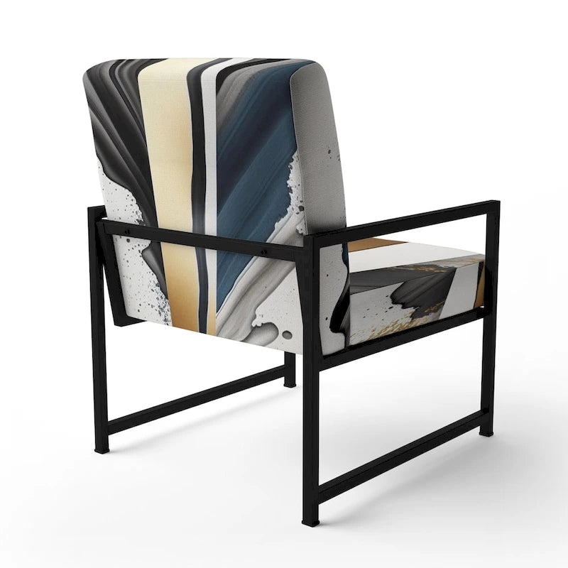 Designart Fauteuil d'appoint moderne et contemporain rembourré Cubic Expression VII noir et or et fauteuil moderne