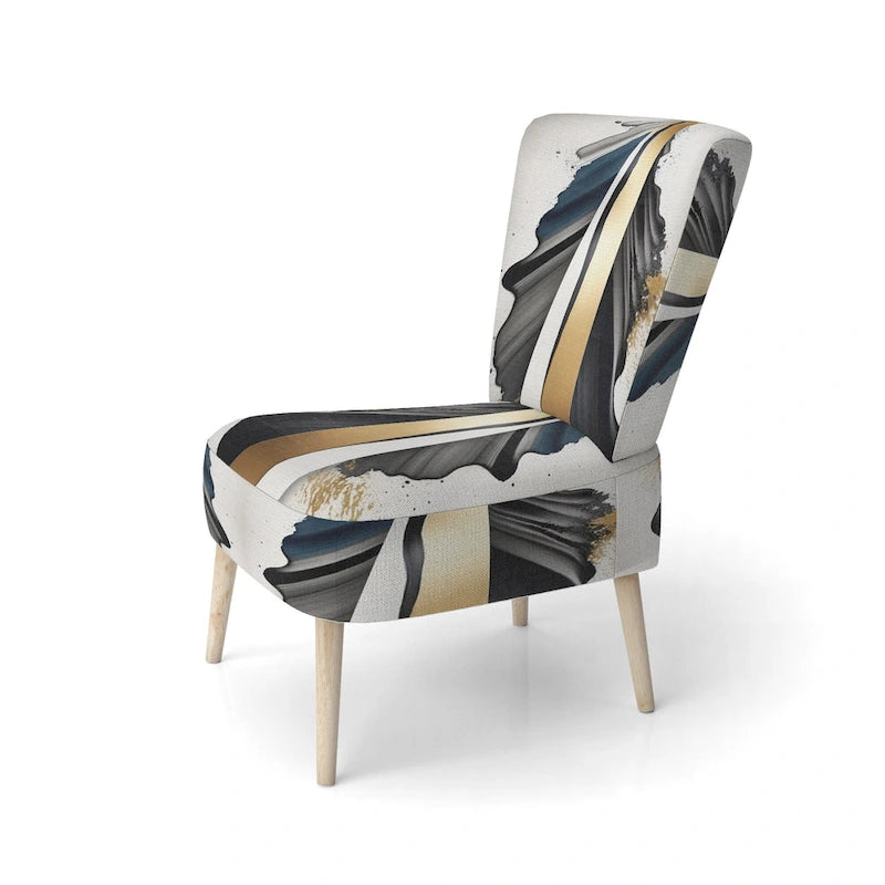 Designart Fauteuil d'appoint moderne et contemporain rembourré Cubic Expression VII noir et or et fauteuil moderne
