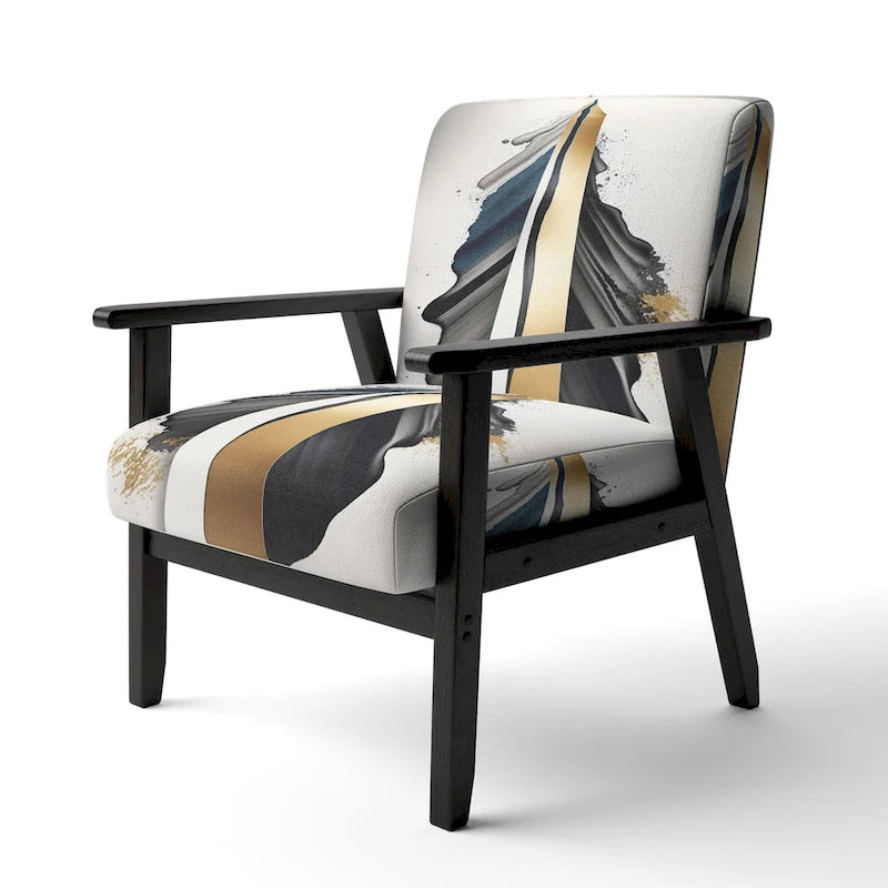 Designart Fauteuil d'appoint moderne et contemporain rembourré Cubic Expression VII noir et or et fauteuil moderne