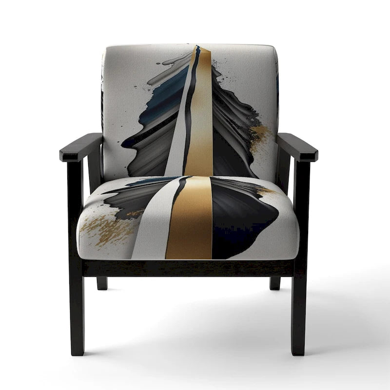Designart Fauteuil d'appoint moderne et contemporain rembourré Cubic Expression VII noir et or et fauteuil moderne