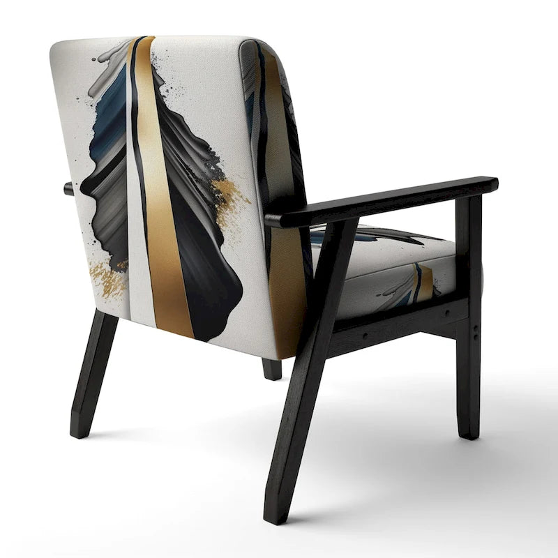 Designart Fauteuil d'appoint moderne et contemporain rembourré Cubic Expression VII noir et or et fauteuil moderne