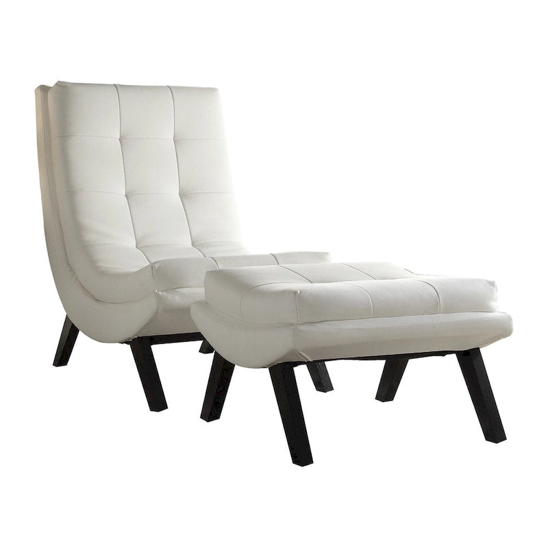 Fauteuil de salon et ottoman en similicuir