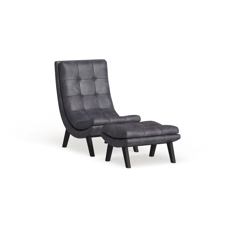 Fauteuil de salon et ottoman en similicuir