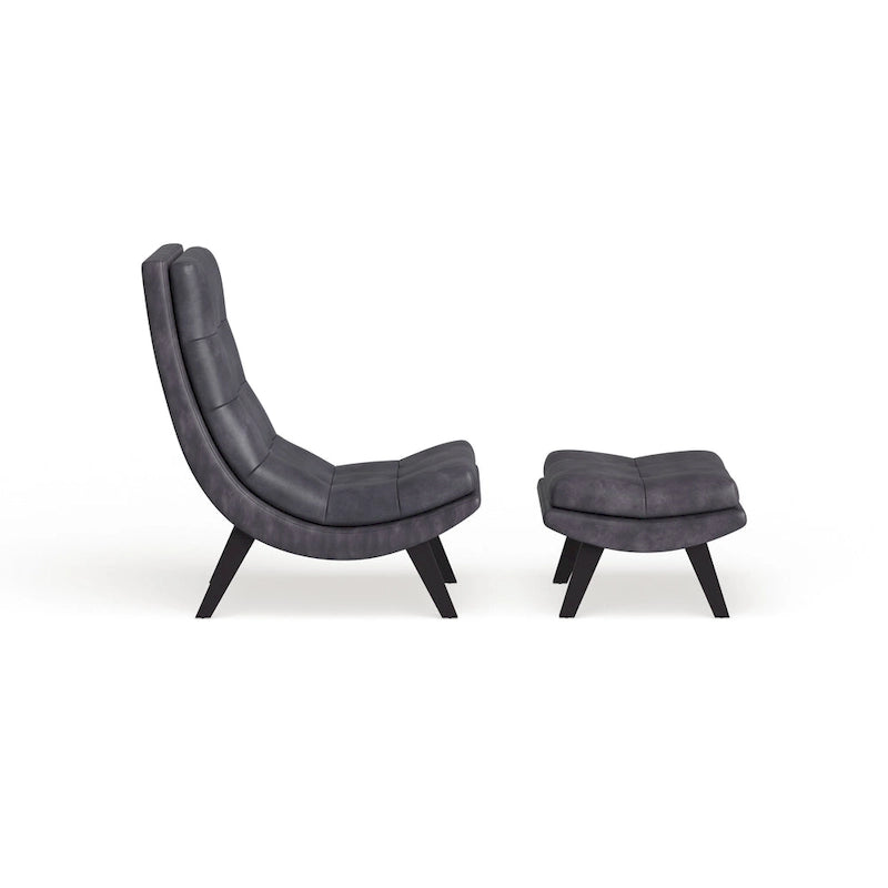 Fauteuil de salon et ottoman en similicuir