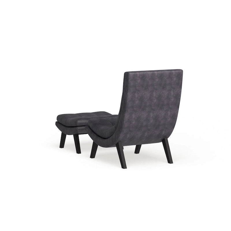 Fauteuil de salon et ottoman en similicuir