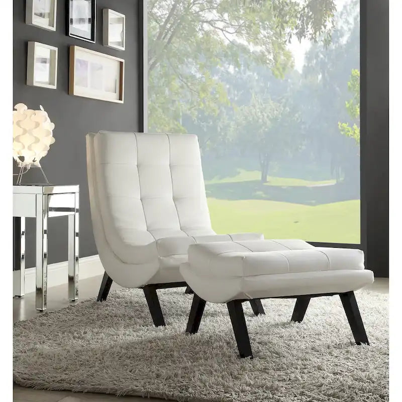 Fauteuil de salon et ottoman en similicuir