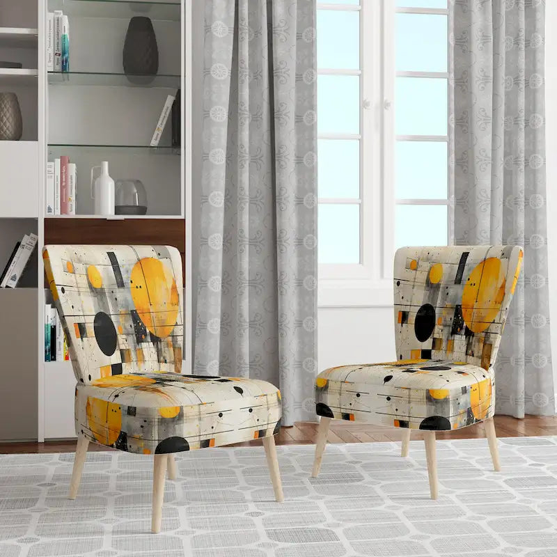 Fauteuil d'appoint abstrait rembourré à formes géométriques et fauteuil moderne et contemporain