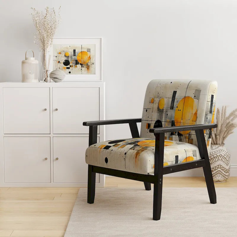 Fauteuil d'appoint abstrait rembourré à formes géométriques et fauteuil moderne et contemporain