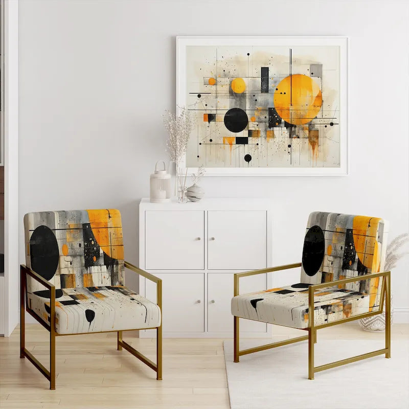 Fauteuil d'appoint abstrait rembourré à formes géométriques et fauteuil moderne et contemporain