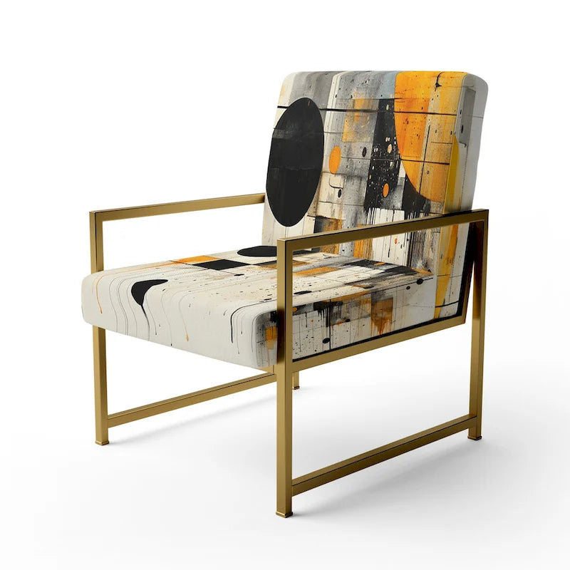 Fauteuil d'appoint abstrait rembourré à formes géométriques et fauteuil moderne et contemporain