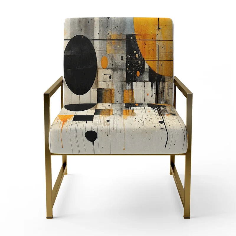 Fauteuil d'appoint abstrait rembourré à formes géométriques et fauteuil moderne et contemporain