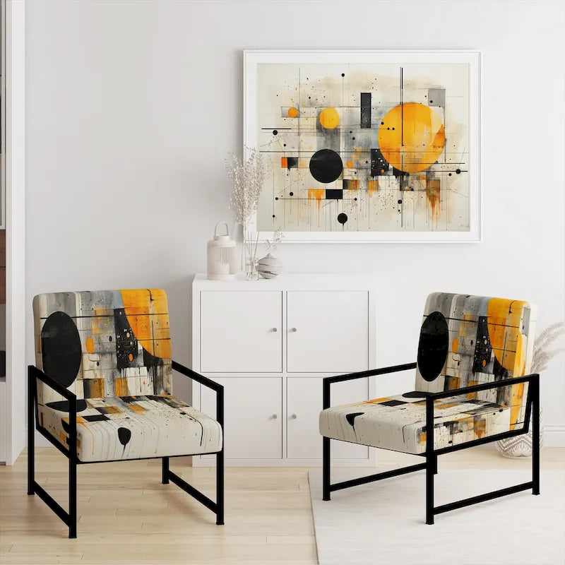 Fauteuil d'appoint abstrait rembourré à formes géométriques et fauteuil moderne et contemporain