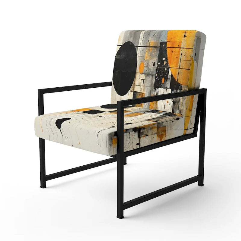 Fauteuil d'appoint abstrait rembourré à formes géométriques et fauteuil moderne et contemporain