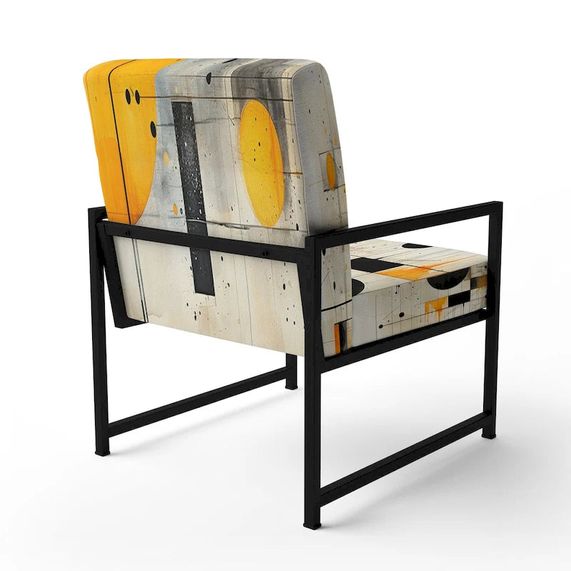 Fauteuil d'appoint abstrait rembourré à formes géométriques et fauteuil moderne et contemporain