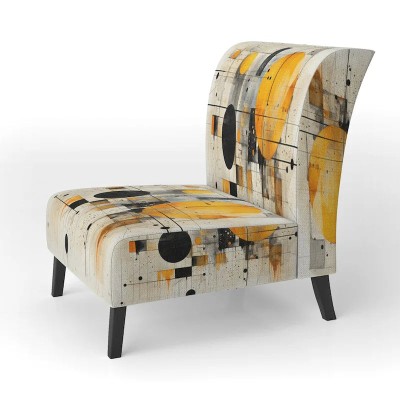 Fauteuil d'appoint abstrait rembourré à formes géométriques et fauteuil moderne et contemporain