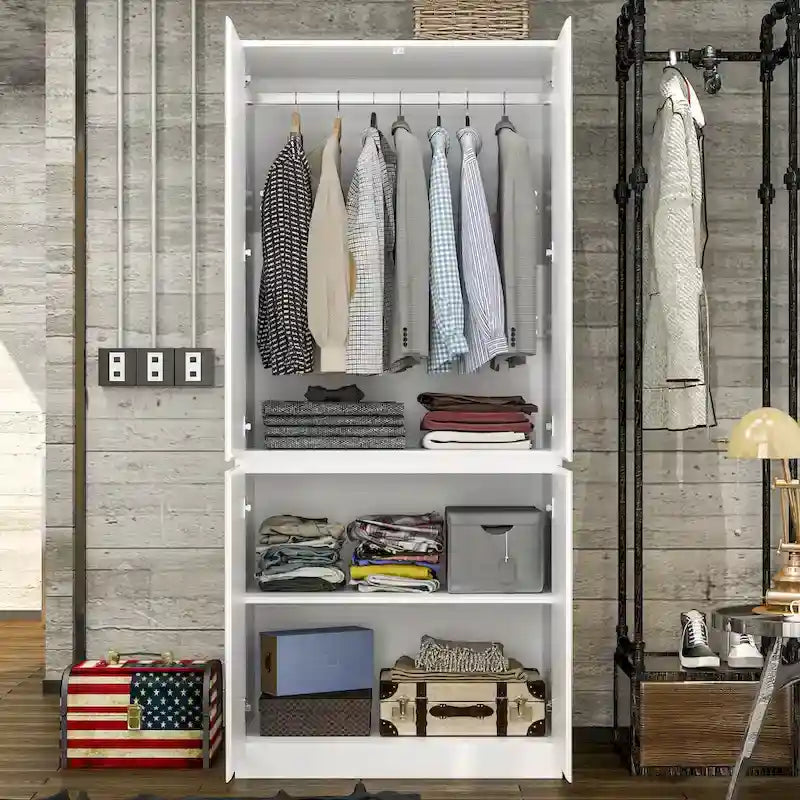 Armoire modulable avec miroir, blanche, pour chambre à coucher, meuble de rangement