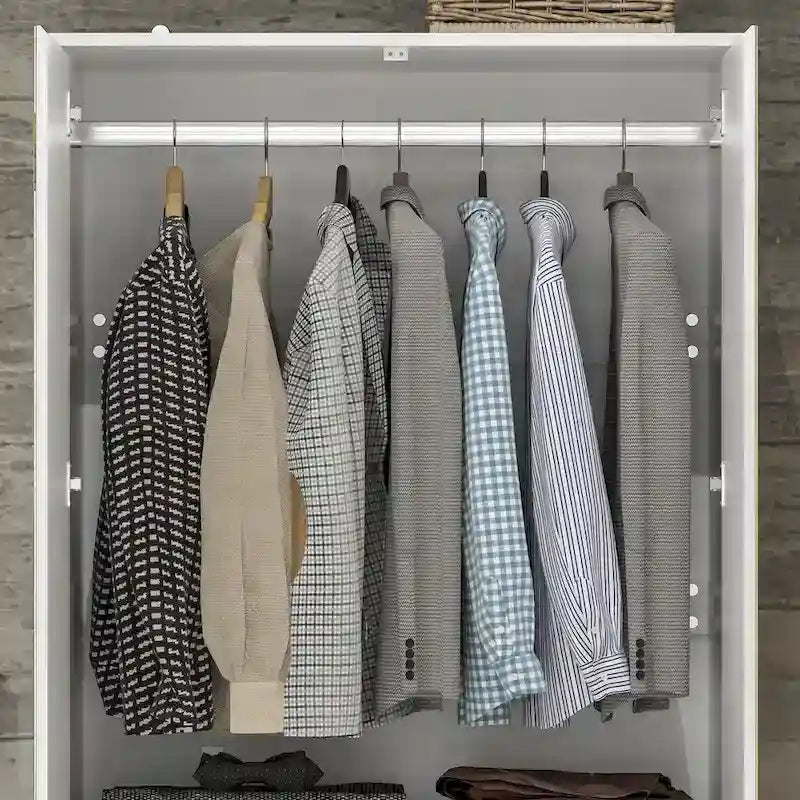 Armoire modulable avec miroir, blanche, pour chambre à coucher, meuble de rangement