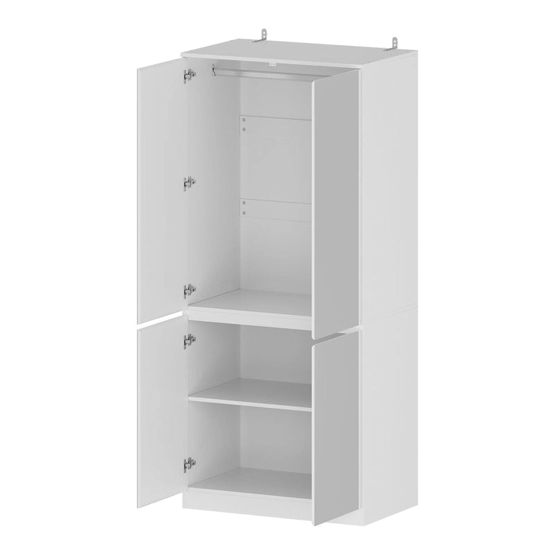 Armoire modulable avec miroir, blanche, pour chambre à coucher, meuble de rangement