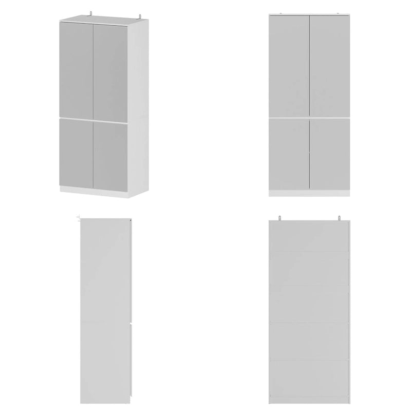 Armoire modulable avec miroir, blanche, pour chambre à coucher, meuble de rangement