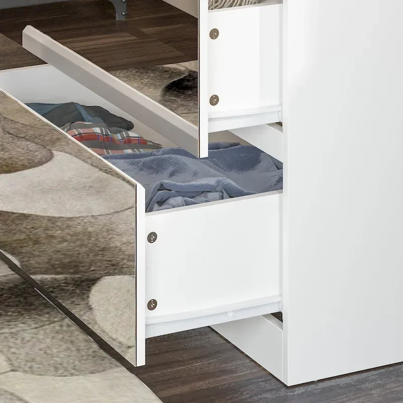 Armoire modulable avec miroir, blanche, pour chambre à coucher, meuble de rangement