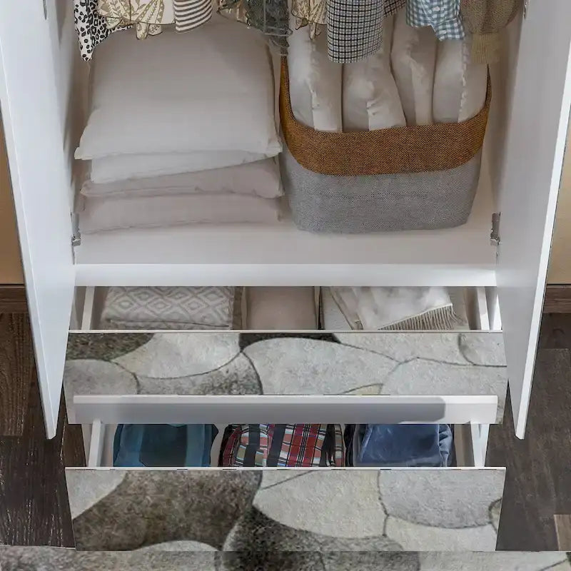 Armoire modulable avec miroir, blanche, pour chambre à coucher, meuble de rangement