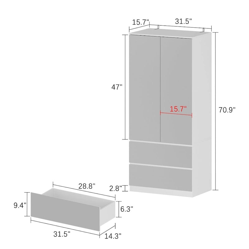Armoire modulable avec miroir, blanche, pour chambre à coucher, meuble de rangement