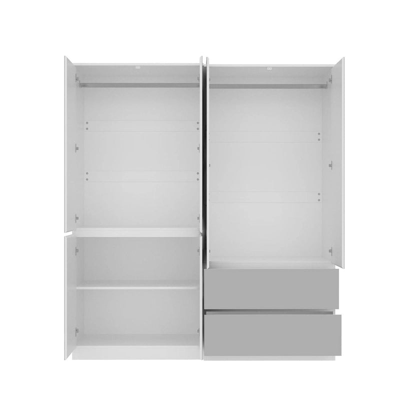 Armoire modulable avec miroir, blanche, pour chambre à coucher, meuble de rangement