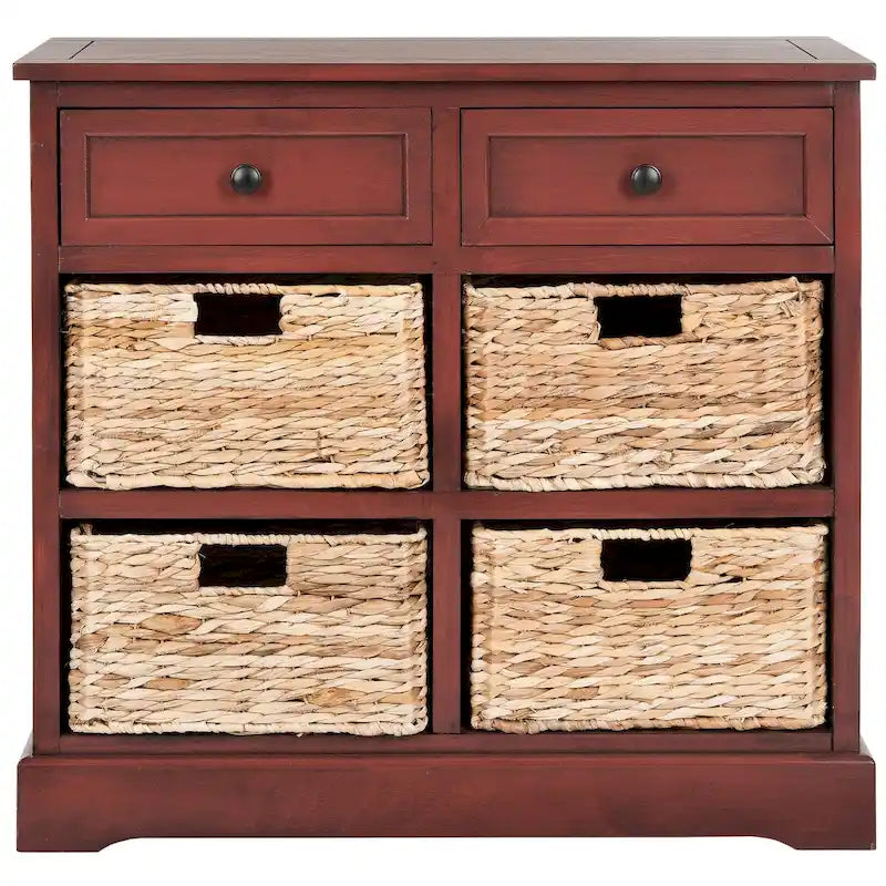 Meuble de rangement rouge à six tiroirs (assemblé)