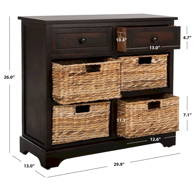 Meuble de rangement rouge à six tiroirs (assemblé)