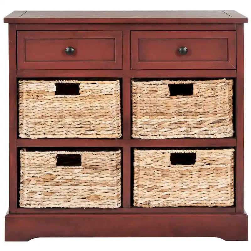 Meuble de rangement rouge à six tiroirs (assemblé)