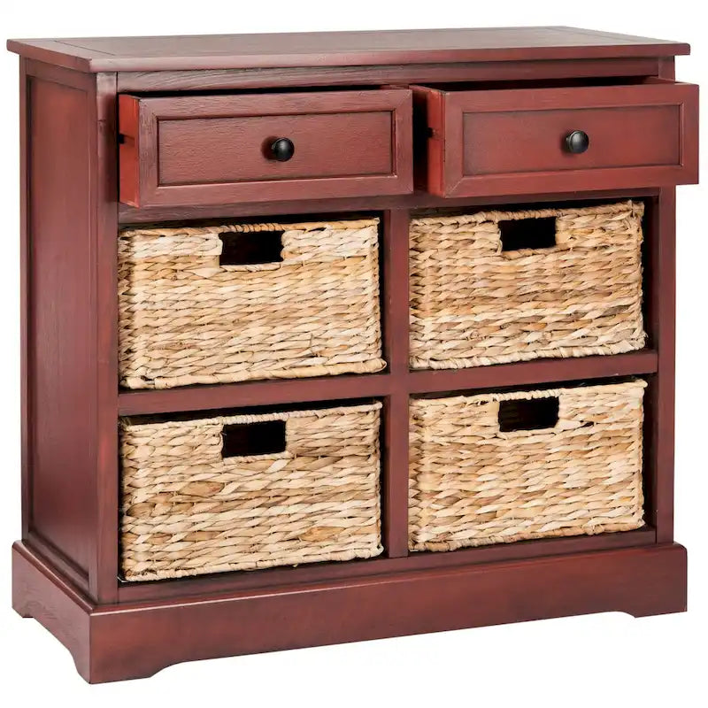 Meuble de rangement rouge à six tiroirs (assemblé)