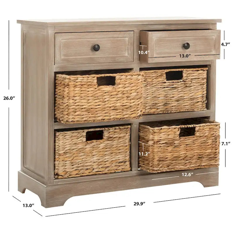 Meuble de rangement rouge à six tiroirs (assemblé)