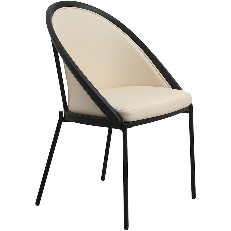 Chaises de salle à manger en similicuir rembourrées avec pieds en acier thermolaqué